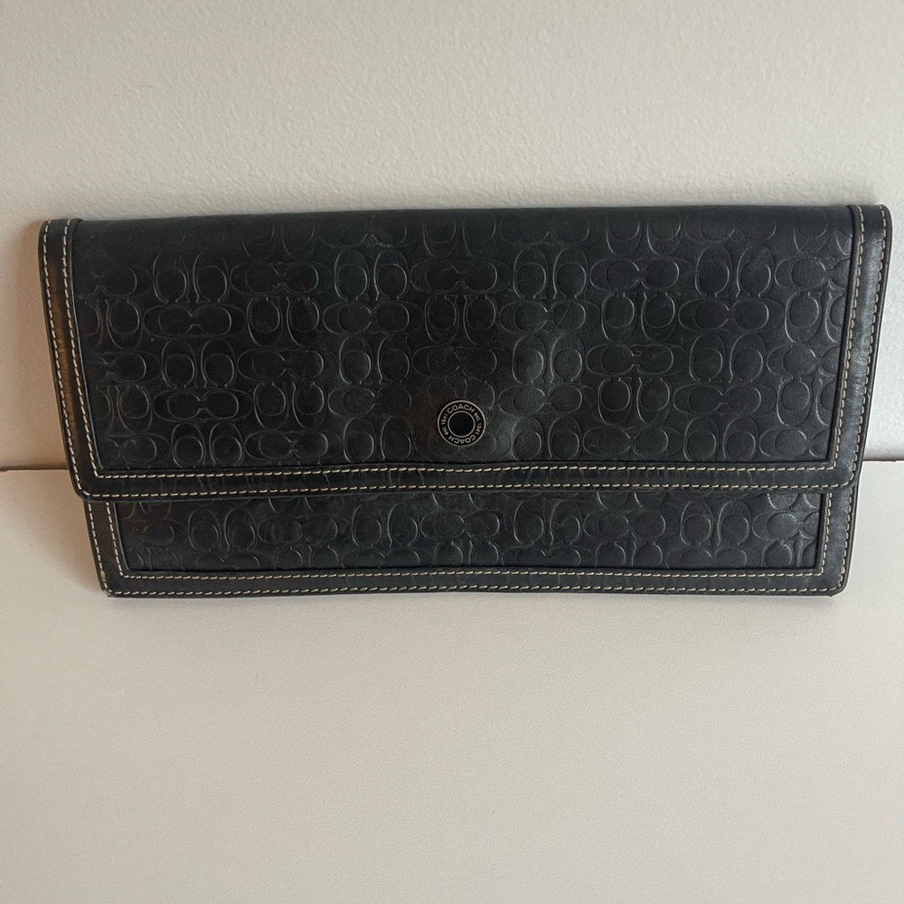 Rare Vintage Coach Signature Leather Clutch/ Wallet in Black